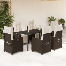 vidaXL 7-részes barna polyrattan kerti étkezőgarnitúra párnával kerti bútor