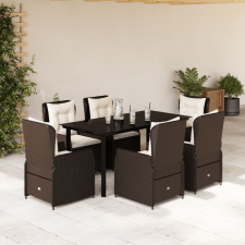 vidaXL 7 részes barna polyrattan kerti étkezőgarnitúra párnával kerti bútor