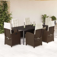 vidaXL 7-részes barna polyrattan kerti étkezőgarnitúra párnával kerti bútor