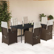 vidaXL 7-részes barna polyrattan kerti étkezőgarnitúra párnával kerti bútor