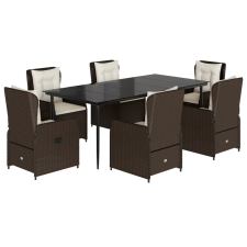vidaXL 7 részes barna polyrattan kerti étkezőgarnitúra párnával (3262845) kerti bútor