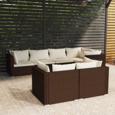 vidaXL 7-részes barna polyrattan kerti ülőgarnitúra párnákkal kerti bútor