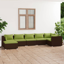 vidaXL 7-részes barna polyrattan kerti ülőgarnitúra párnákkal kerti bútor
