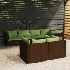 vidaXL 7 részes barna polyrattan kerti ülőgarnitúra párnákkal kerti bútor
