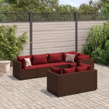 vidaXL 7 részes barna polyrattan kerti ülőgarnitúra párnákkal kerti bútor