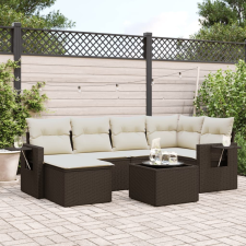 vidaXL 7 részes barna polyrattan kerti ülőgarnitúra párnákkal kerti bútor