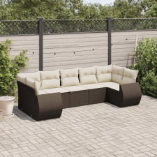 vidaXL 7 részes barna polyrattan kerti ülőgarnitúra párnákkal kerti bútor