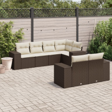 vidaXL 7 részes barna polyrattan kerti ülőgarnitúra párnákkal kerti bútor