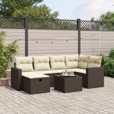 vidaXL 7 részes barna polyrattan kerti ülőgarnitúra párnákkal kerti bútor