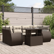 vidaXL 7 részes barna polyrattan kerti ülőgarnitúra párnákkal kerti bútor