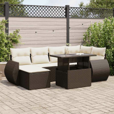 vidaXL 7 részes barna polyrattan kerti ülőgarnitúra párnákkal kerti bútor