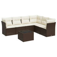 vidaXL 7 részes barna polyrattan kerti ülőgarnitúra párnákkal (3217693) kerti bútor