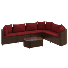 vidaXL 7 részes barna polyrattan kerti ülőgarnitúra párnákkal (3308381) kerti bútor