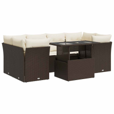 vidaXL 7 részes barna polyrattan kerti ülőgarnitúra párnákkal (3326114) kerti bútor
