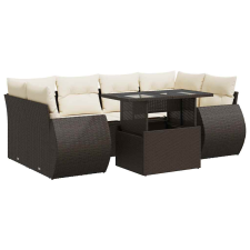 vidaXL 7 részes barna polyrattan kerti ülőgarnitúra párnákkal (3326594) kerti bútor