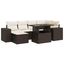 vidaXL 7 részes barna polyrattan kerti ülőgarnitúra párnákkal (3326834) kerti bútor