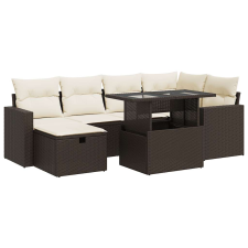vidaXL 7 részes barna polyrattan kerti ülőgarnitúra párnákkal (3327823) kerti bútor