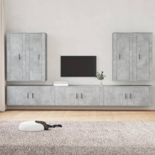 vidaXL 7 részes betonszürke szerelt fa TV-szekrényszett bútor
