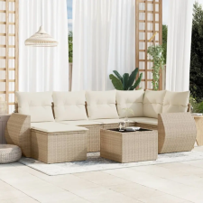 vidaXL 7 részes bézs polyrattan kerti ülőgarnitúra párnákkal kerti bútor