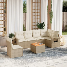 vidaXL 7 részes bézs polyrattan kerti ülőgarnitúra párnákkal kerti bútor