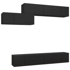 vidaXL 7 részes fekete forgácslap TV-szekrényszett (3078834) bútor