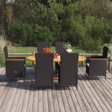 vidaXL 7 részes fekete polyrattan kerti étkezőgarnitúra kerti bútor