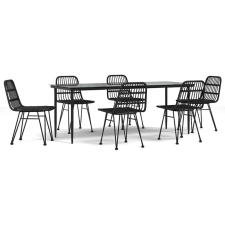 vidaXL 7 részes fekete polyrattan kerti étkezőgarnitúra (3157885) kerti bútor