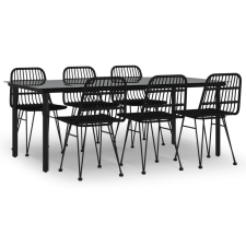 vidaXL 7 részes fekete polyrattan kerti étkezőgarnitúra (3157899) kerti bútor