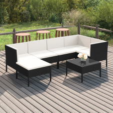 vidaXL 7 részes fekete polyrattan kerti ülőgarnitúra párnákkal kerti bútor