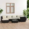 vidaXL 7-részes fekete polyrattan kerti ülőgarnitúra párnákkal
