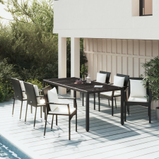 vidaXL 7 részes fekete polyrattan kerti ülőgarnitúra párnákkal kerti bútor