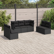 vidaXL 7 részes fekete polyrattan kerti ülőgarnitúra párnával kerti bútor