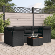 vidaXL 7 részes fekete polyrattan kerti ülőgarnitúra párnával kerti bútor