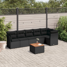 vidaXL 7 részes fekete polyrattan kerti ülőgarnitúra párnával kerti bútor