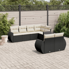 vidaXL 7 részes fekete polyrattan kerti ülőgarnitúra párnával kerti bútor