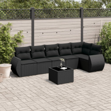 vidaXL 7 részes fekete polyrattan kerti ülőgarnitúra párnával kerti bútor