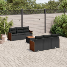vidaXL 7 részes fekete polyrattan kerti ülőgarnitúra párnával kerti bútor
