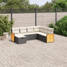 vidaXL 7 részes fekete polyrattan kerti ülőgarnitúra párnával kerti bútor