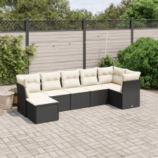 vidaXL 7 részes fekete polyrattan kerti ülőgarnitúra párnával kerti bútor