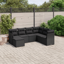 vidaXL 7 részes fekete polyrattan kerti ülőgarnitúra párnával kerti bútor