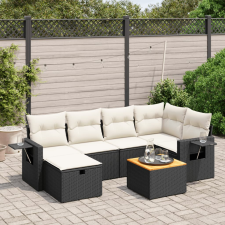 vidaXL 7 részes fekete polyrattan kerti ülőgarnitúra párnával kerti bútor