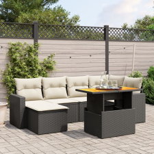 vidaXL 7 részes fekete polyrattan kerti ülőgarnitúra párnával kerti bútor