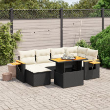vidaXL 7 részes fekete polyrattan kerti ülőgarnitúra párnával kerti bútor