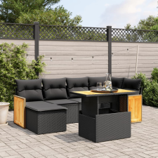 vidaXL 7 részes fekete polyrattan kerti ülőgarnitúra párnával kerti bútor
