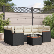 vidaXL 7 részes fekete polyrattan kerti ülőgarnitúra párnával kerti bútor