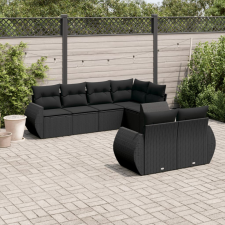 vidaXL 7 részes fekete polyrattan kerti ülőgarnitúra párnával kerti bútor
