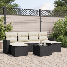 vidaXL 7 részes fekete polyrattan kerti ülőgarnitúra párnával kerti bútor