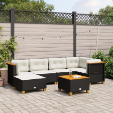 vidaXL 7 részes fekete polyrattan kerti ülőgarnitúra párnával kerti bútor