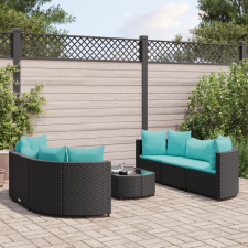 vidaXL 7 részes fekete polyrattan kerti ülőgarnitúra párnával kerti bútor