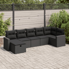 vidaXL 7 részes fekete polyrattan kerti ülőgarnitúra párnával kerti bútor